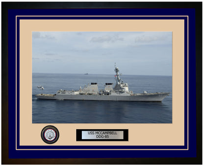 USS MCCAMPBELL DDG-85 Framed Navy Ship Photo Blue