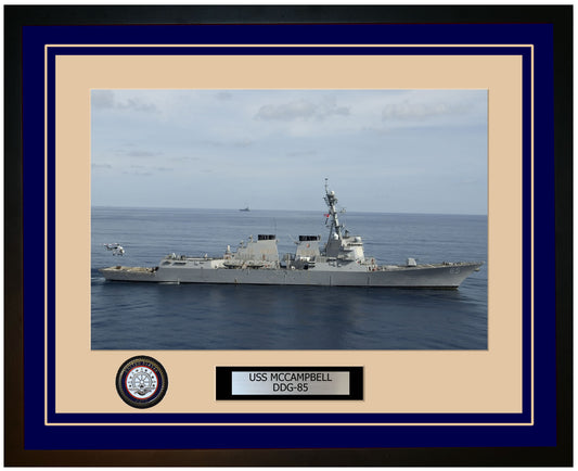 USS MCCAMPBELL DDG-85 Framed Navy Ship Photo Blue