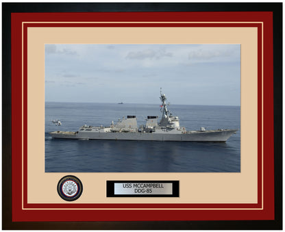 USS MCCAMPBELL DDG-85 Framed Navy Ship Photo Burgundy