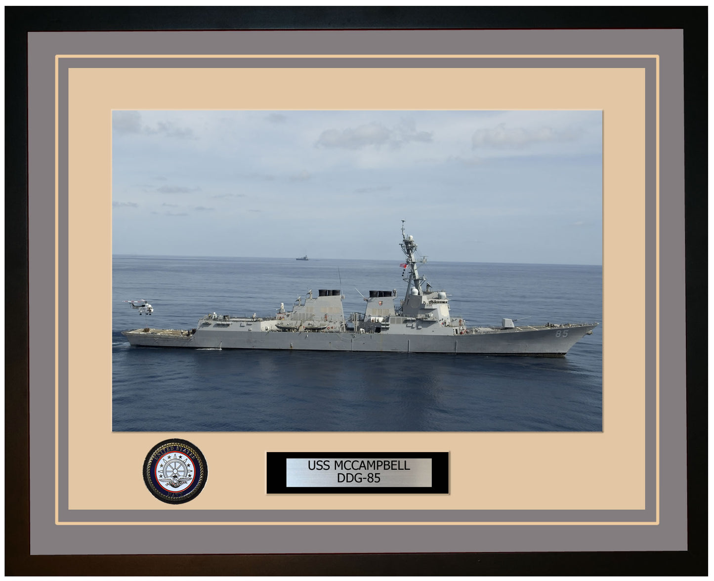 USS MCCAMPBELL DDG-85 Framed Navy Ship Photo Grey