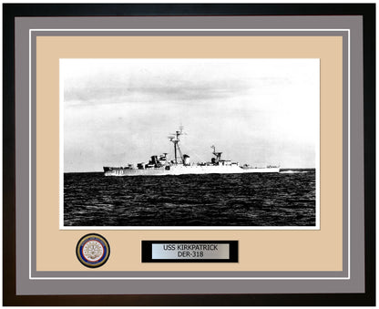 USS Kirkpatrick DER-318 Framed Navy Ship Photo Grey
