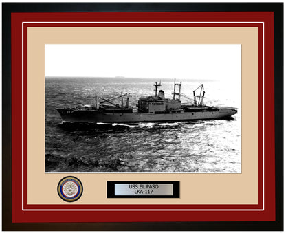 USS El Paso LKA-117 Framed Navy Ship Photo Burgundy