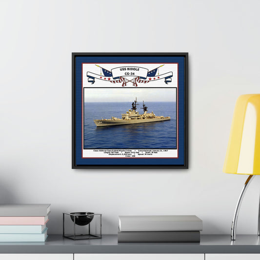 USS Biddle CG-34 Navy Floating Frame Photo Desk View
