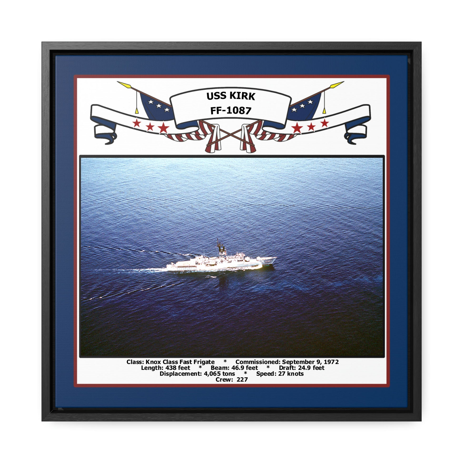 USS Kirk FF-1087 Navy Floating Frame Photo Front View