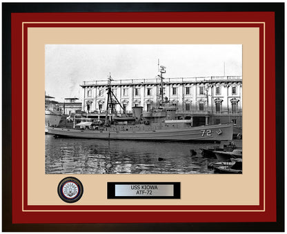 USS KIOWA ATF-72 Framed Navy Ship Photo Burgundy