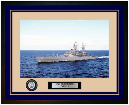 USS BAINBRIDGE CGN-25 Framed Navy Ship Photo Blue