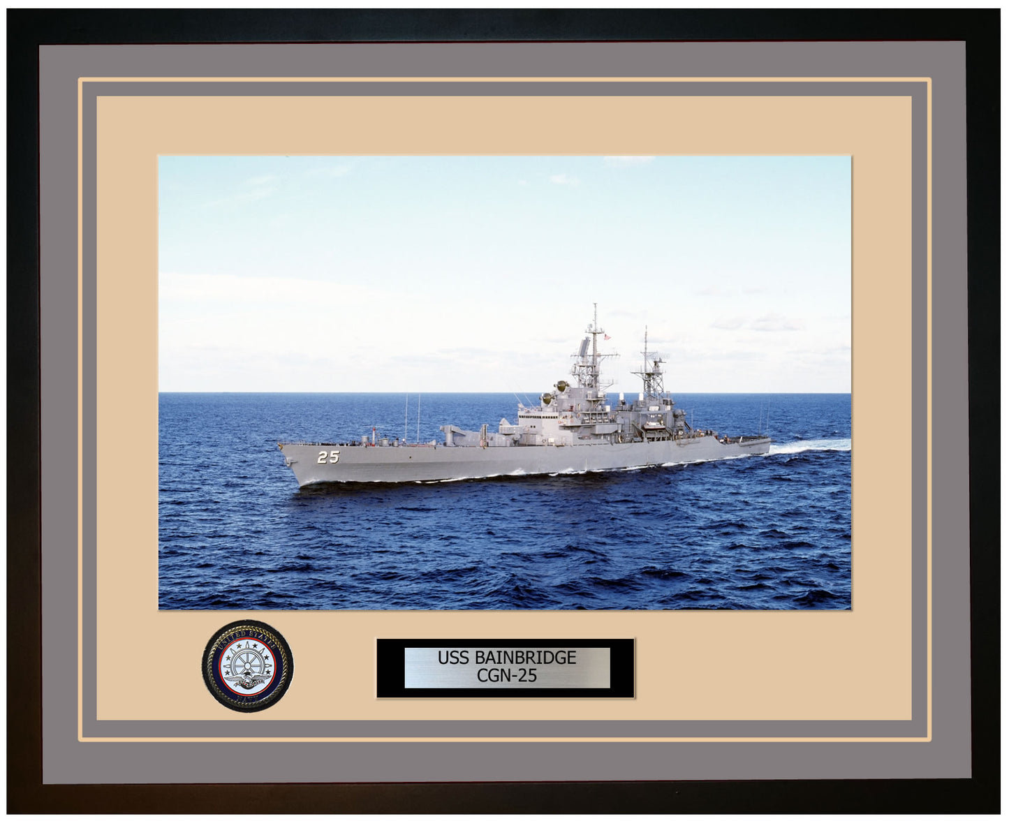 USS BAINBRIDGE CGN-25 Framed Navy Ship Photo Grey