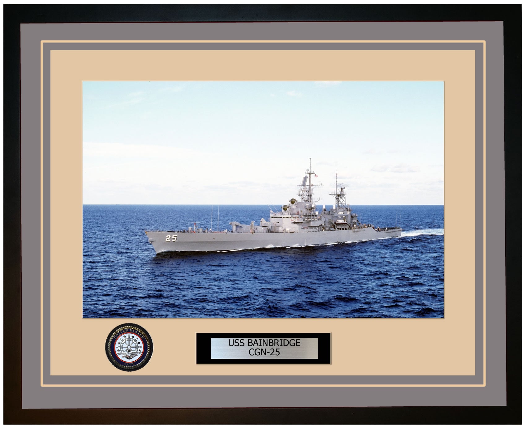 USS BAINBRIDGE CGN-25 Framed Navy Ship Photo Grey
