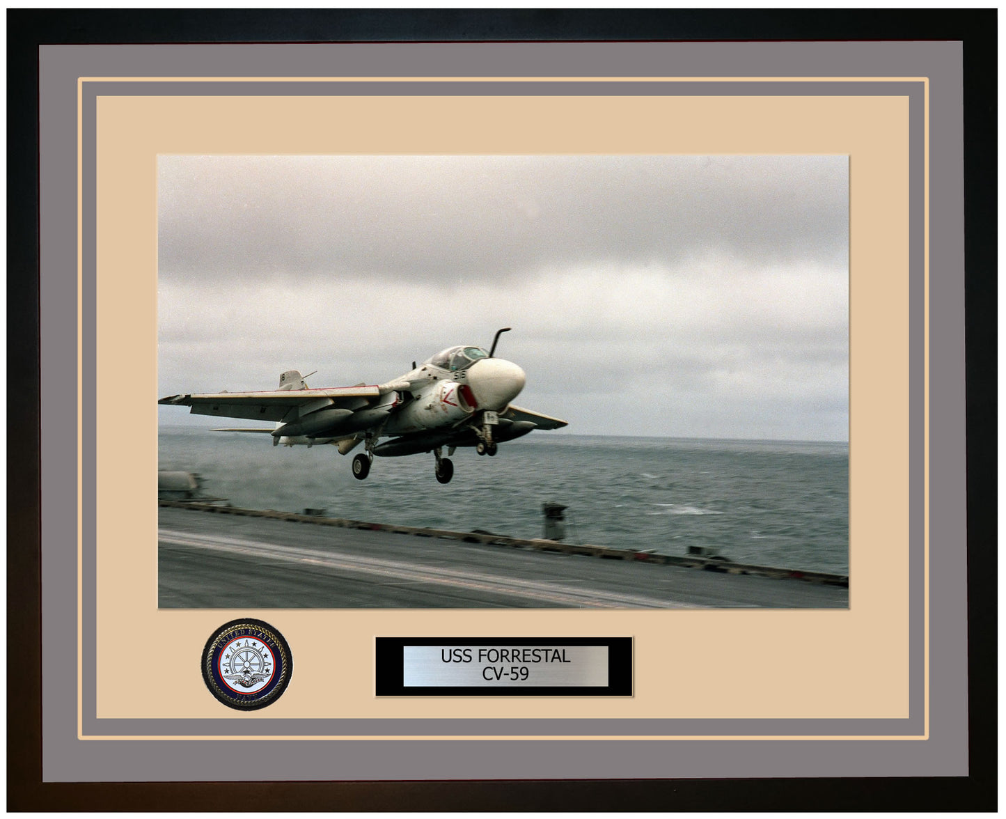 USS FORRESTAL CV-59 Framed Navy Ship Photo Grey