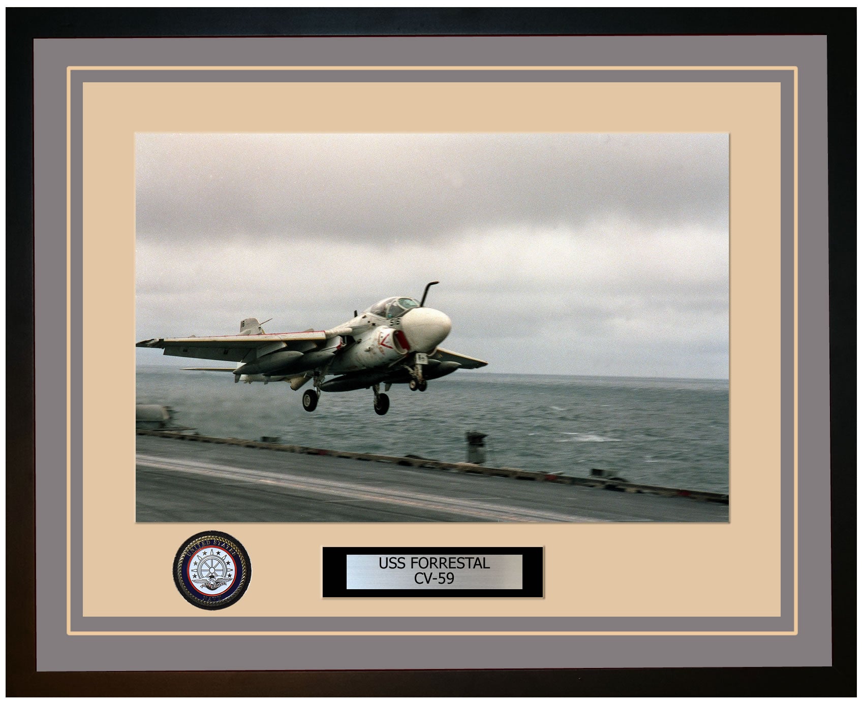 USS FORRESTAL CV-59 Framed Navy Ship Photo Grey