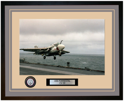 USS FORRESTAL CV-59 Framed Navy Ship Photo Grey