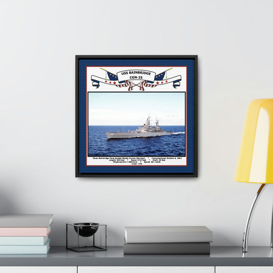 USS Bainbridge CGN-25 Navy Floating Frame Photo Desk View