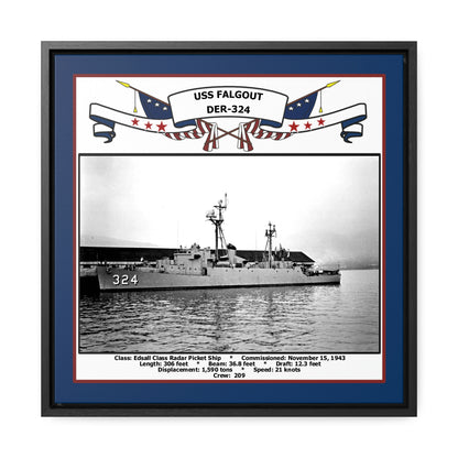 USS Falgout DER-324 Navy Floating Frame Photo Front View
