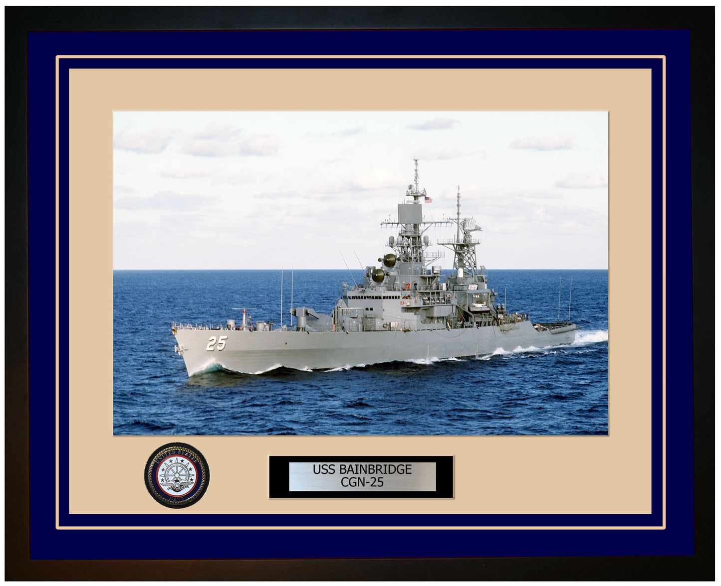 USS BAINBRIDGE CGN-25 Framed Navy Ship Photo Blue