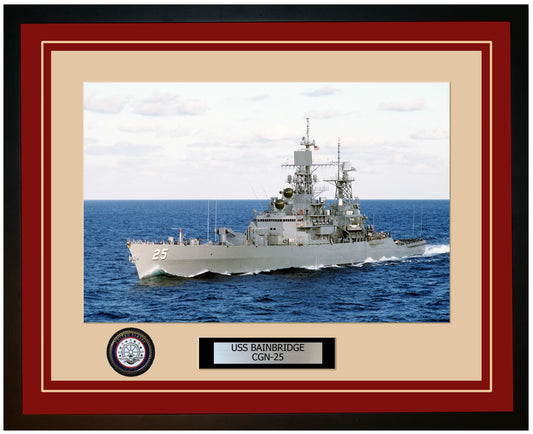 USS BAINBRIDGE CGN-25 Framed Navy Ship Photo Burgundy