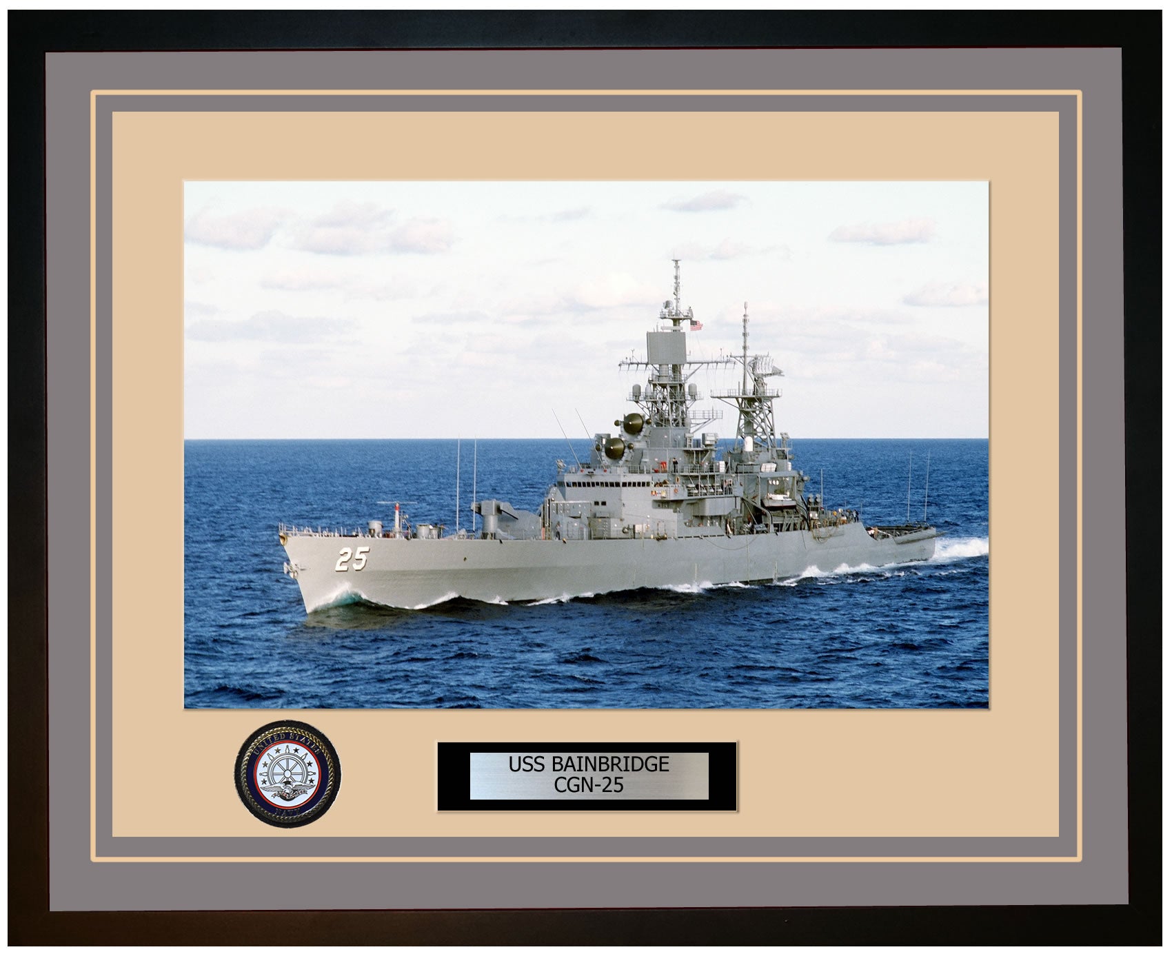 USS BAINBRIDGE CGN-25 Framed Navy Ship Photo Grey