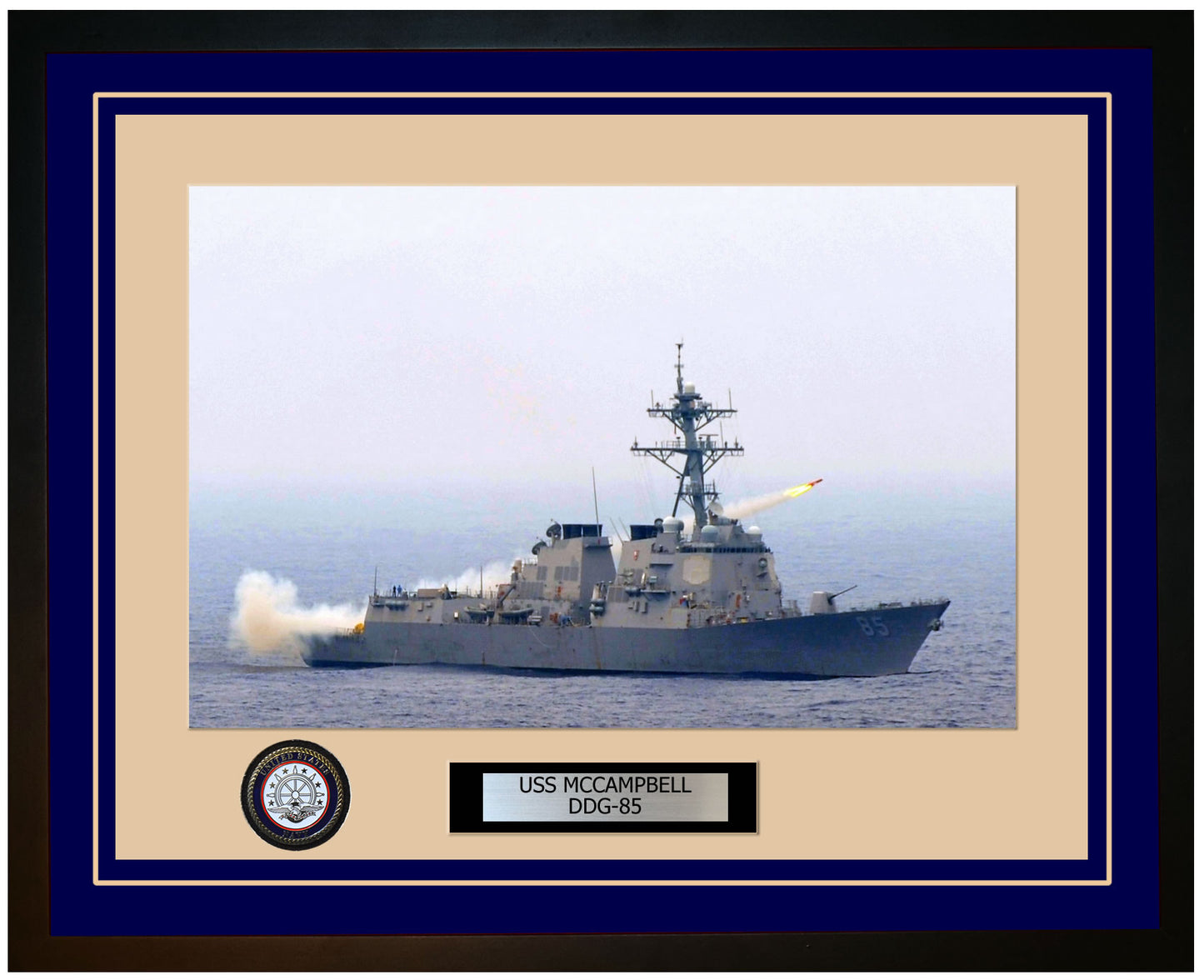 USS MCCAMPBELL DDG-85 Framed Navy Ship Photo Blue
