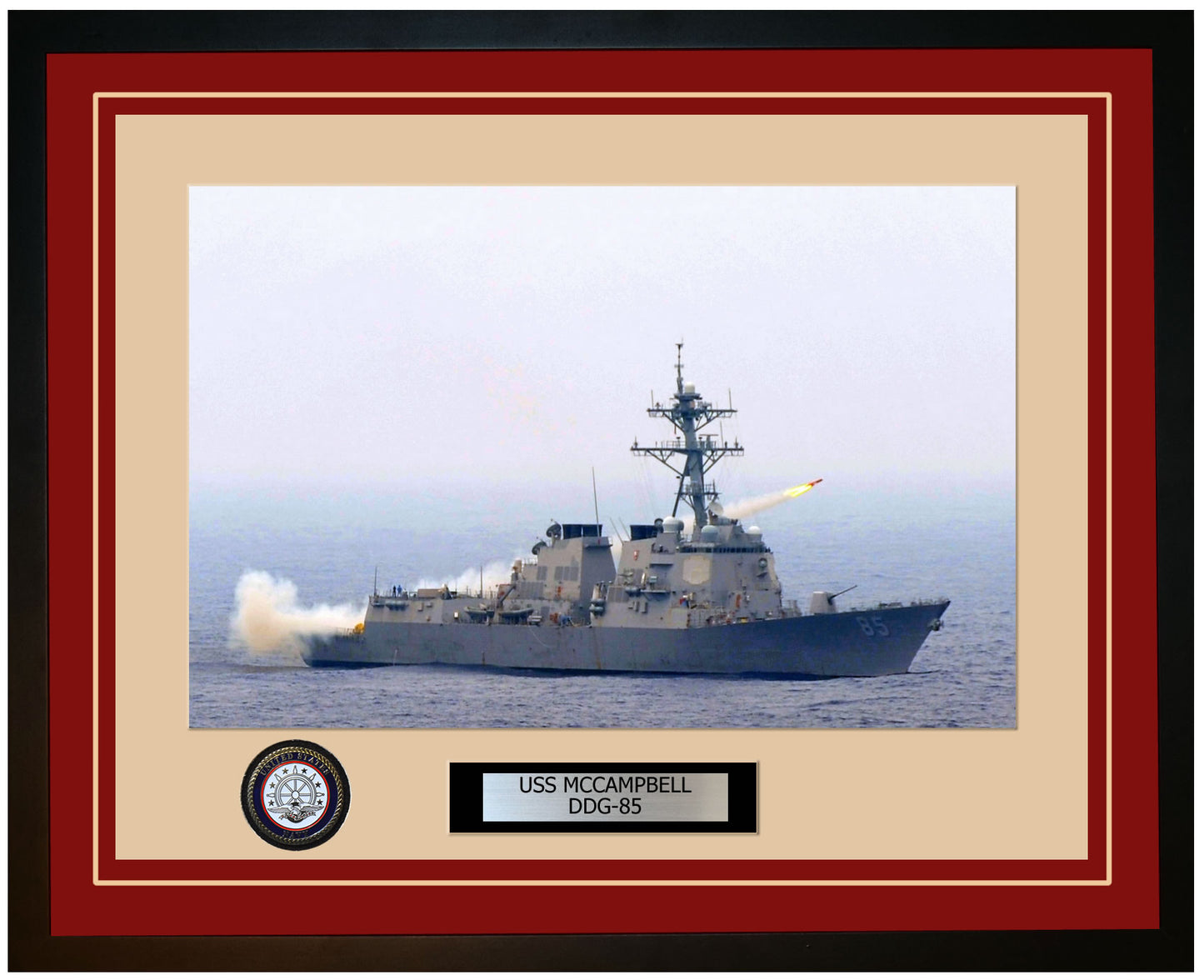 USS MCCAMPBELL DDG-85 Framed Navy Ship Photo Burgundy