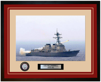 USS MCCAMPBELL DDG-85 Framed Navy Ship Photo Burgundy