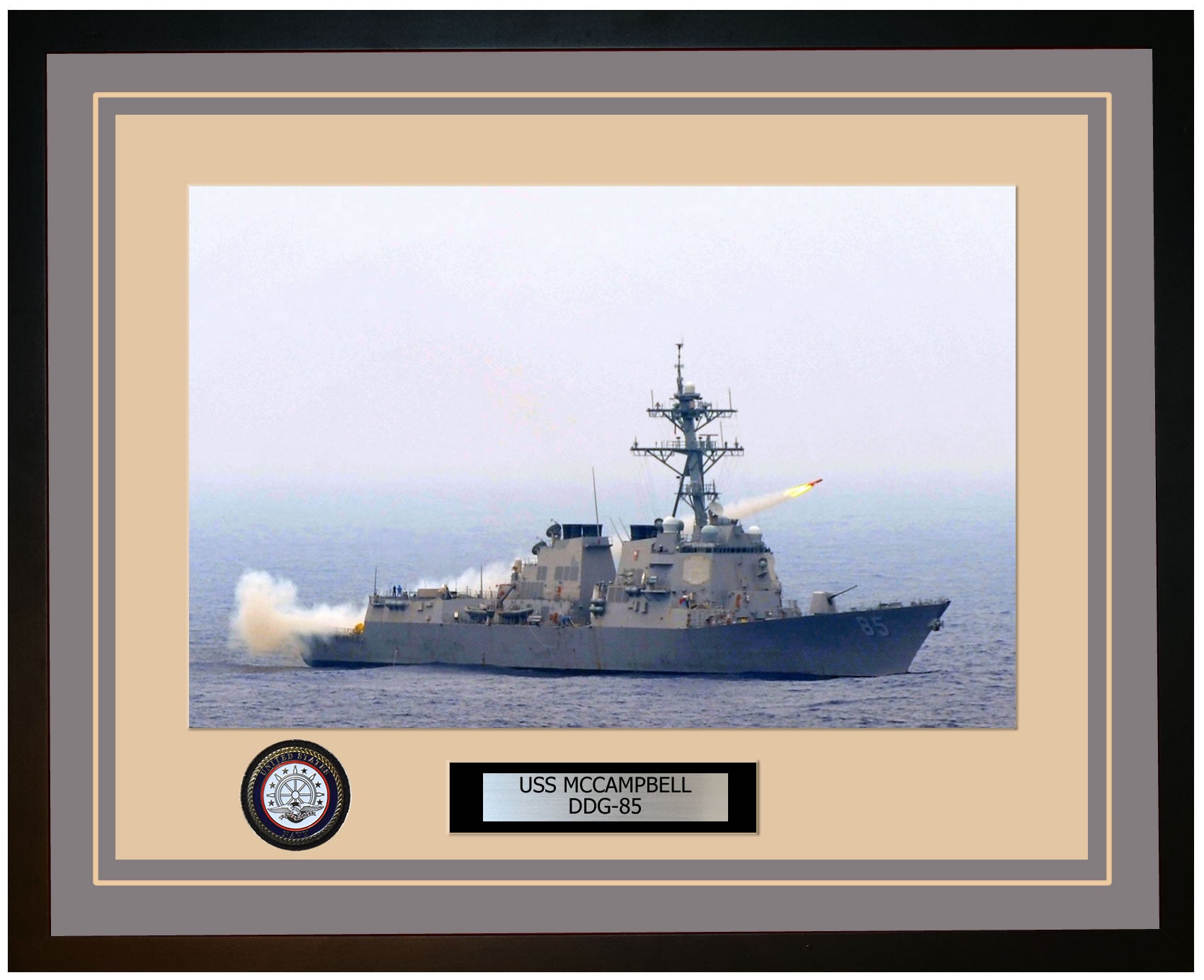 USS MCCAMPBELL DDG-85 Framed Navy Ship Photo Grey