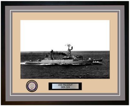 USS Falgout DER-324 Framed Navy Ship Photo Grey