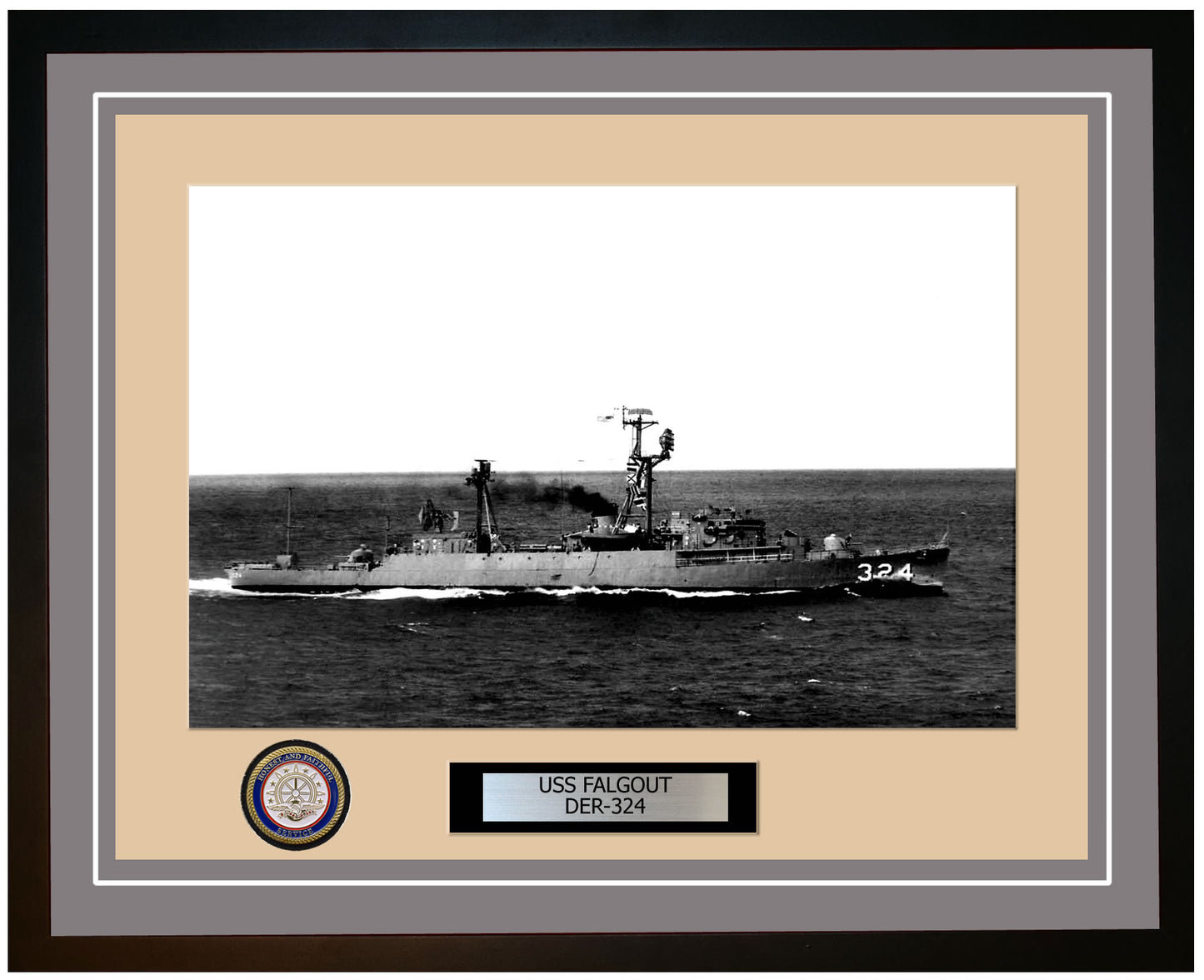 USS Falgout DER-324 Framed Navy Ship Photo Grey