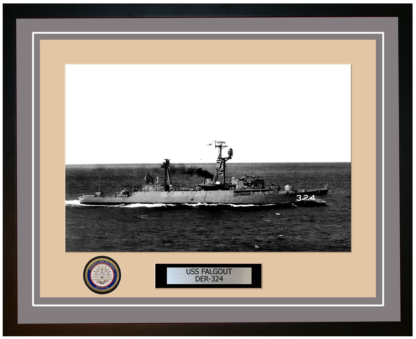 USS Falgout DER-324 Framed Navy Ship Photo Grey