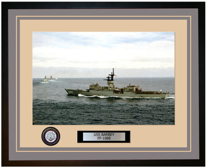 USS BARBEY FF-1088 Framed Navy Ship Photo Grey