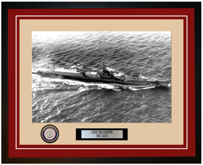 USS Blower SS-325 Framed Navy Ship Photo Burgundy