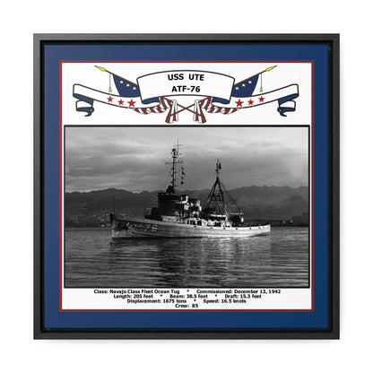 USS Ute ATF-76 Navy Floating Frame Photo Front View