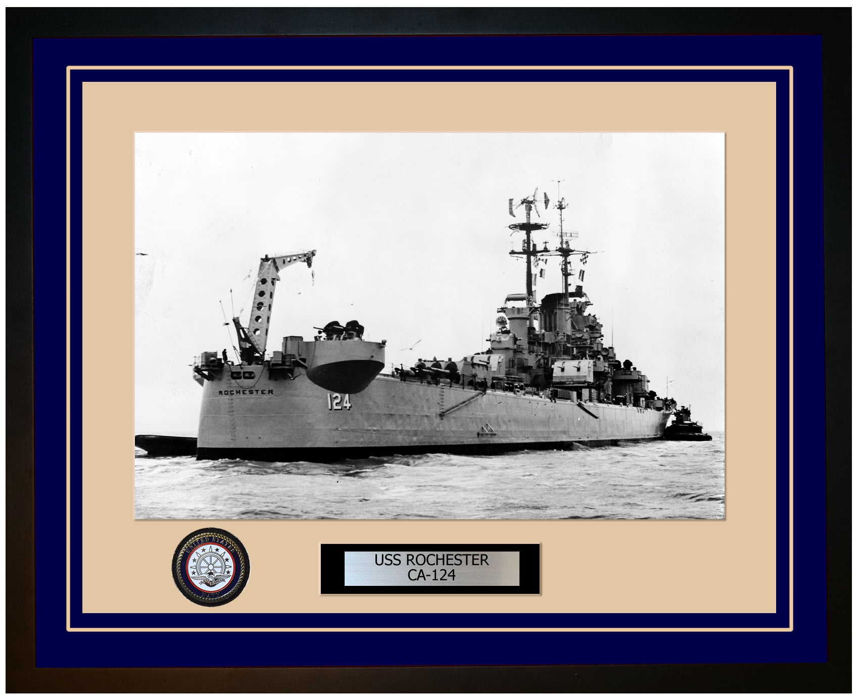 USS ROCHESTER CA-124 Framed Navy Ship Photo Blue