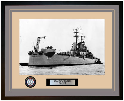 USS ROCHESTER CA-124 Framed Navy Ship Photo Grey
