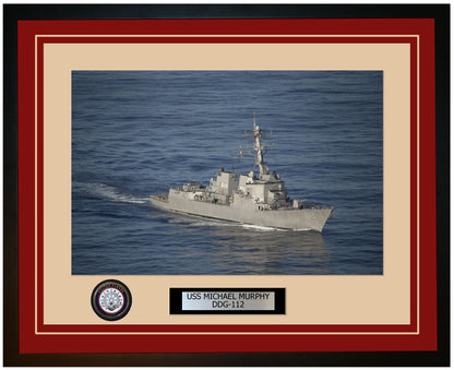 USS MICHAEL MURPHY DDG-112 Framed Navy Ship Photo Burgundy