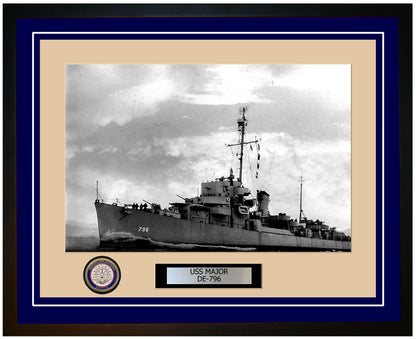 USS Major DE-796 Framed Navy Ship Photo Blue