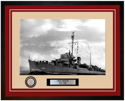 USS Major DE-796 Framed Navy Ship Photo Burgundy