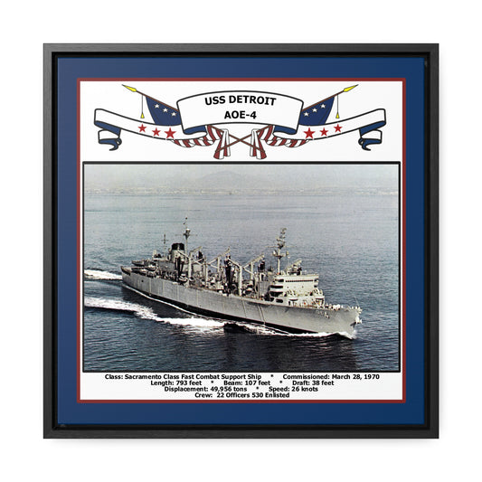 USS Detroit AOE-4 Navy Floating Frame Photo Front View