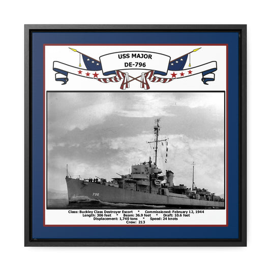 USS Major DE-796 Navy Floating Frame Photo Front View