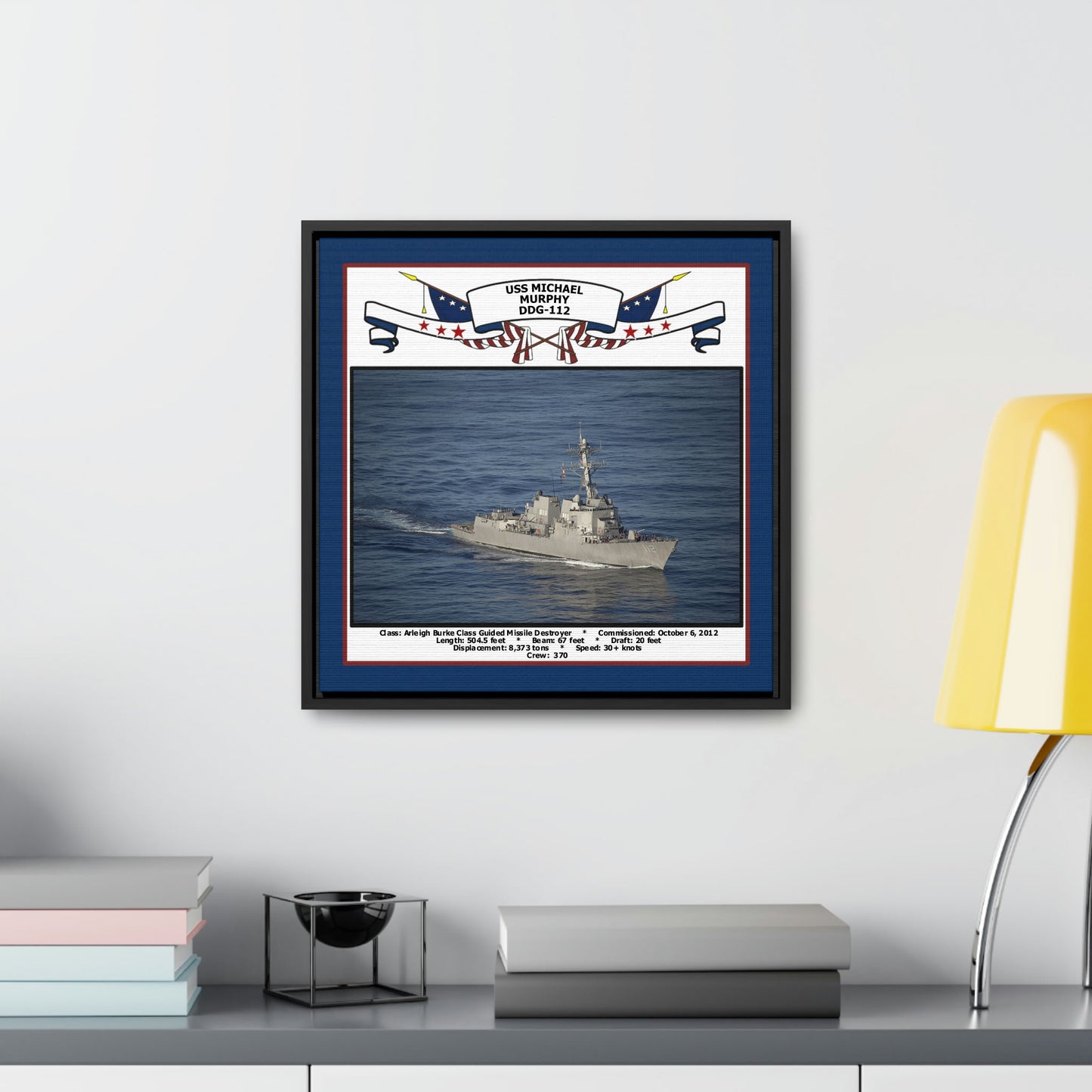 USS Michael Murphy DDG-112 Navy Floating Frame Photo Desk View