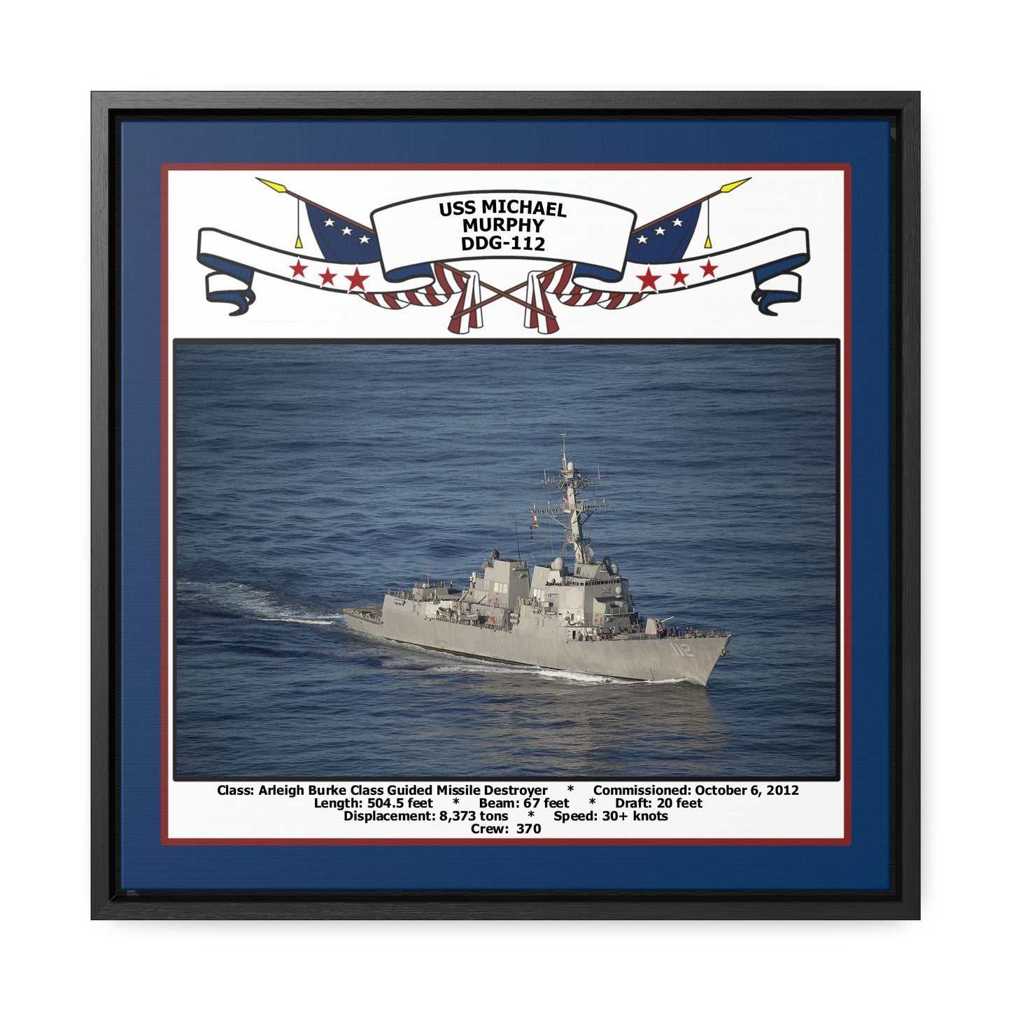 USS Michael Murphy DDG-112 Navy Floating Frame Photo Front View