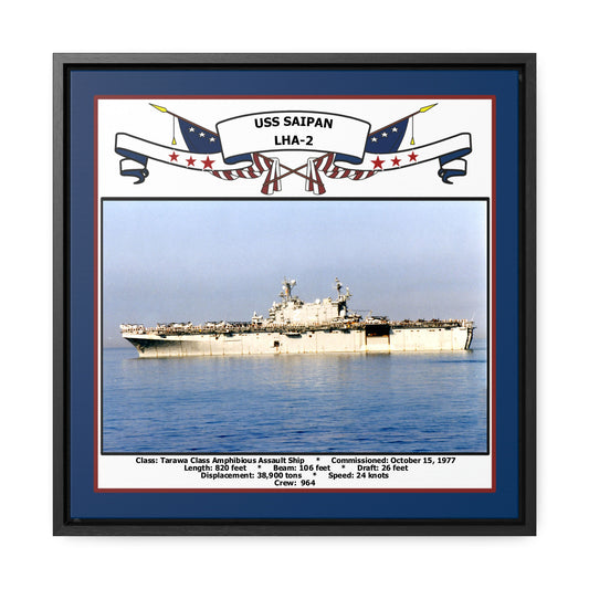 USS Saipan LHA-2 Navy Floating Frame Photo Front View
