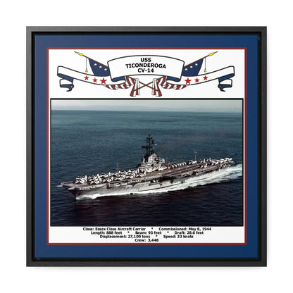 USS Ticonderoga CV-14 Navy Floating Frame Photo Front View