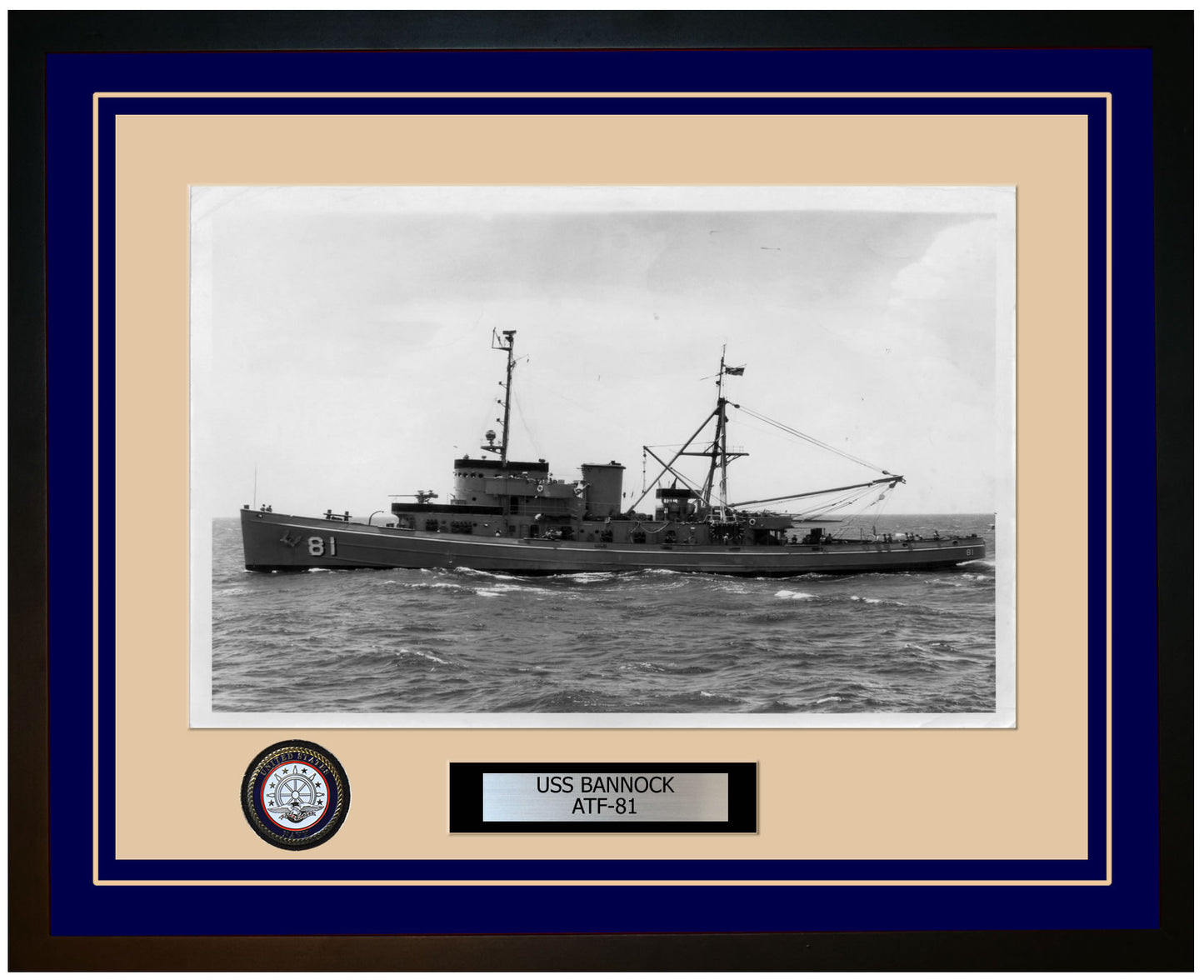 USS BANNOCK ATF-81 Framed Navy Ship Photo Blue