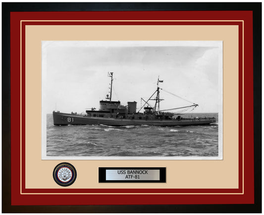 USS BANNOCK ATF-81 Framed Navy Ship Photo Burgundy