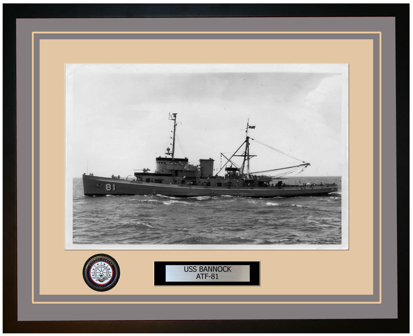 USS BANNOCK ATF-81 Framed Navy Ship Photo Grey