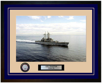 USS TRUXTUN CGN-35 Framed Navy Ship Photo Blue