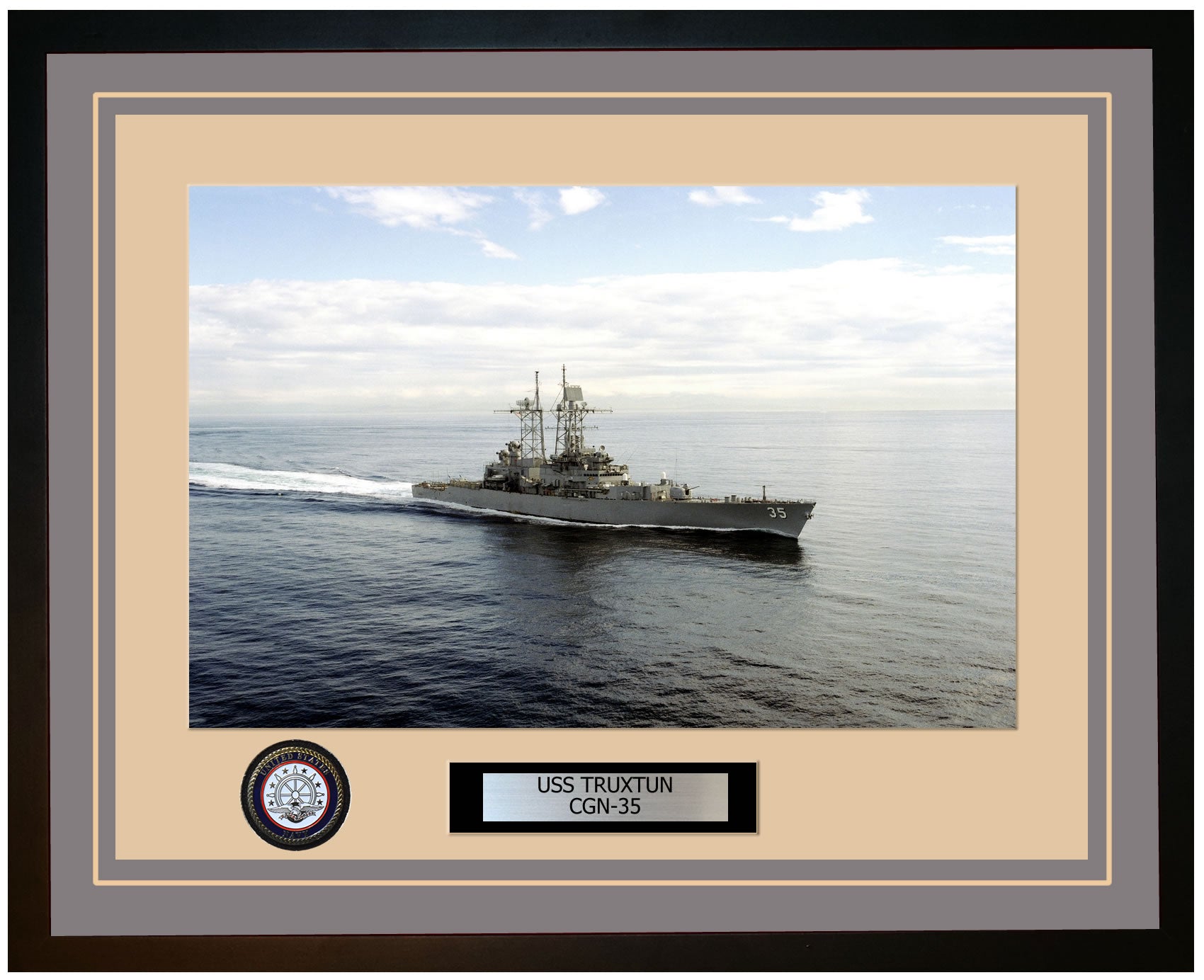 USS TRUXTUN CGN-35 Framed Navy Ship Photo Grey