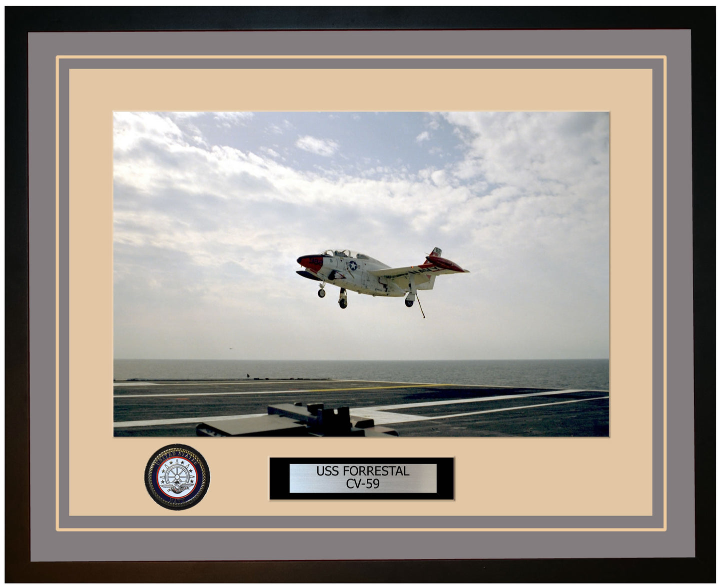 USS FORRESTAL CV-59 Framed Navy Ship Photo Grey