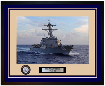 USS MCCAMPBELL DDG-85 Framed Navy Ship Photo Blue