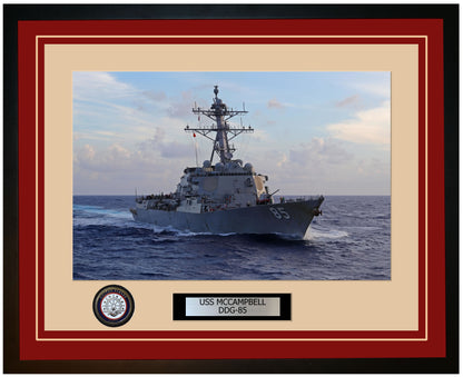 USS MCCAMPBELL DDG-85 Framed Navy Ship Photo Burgundy