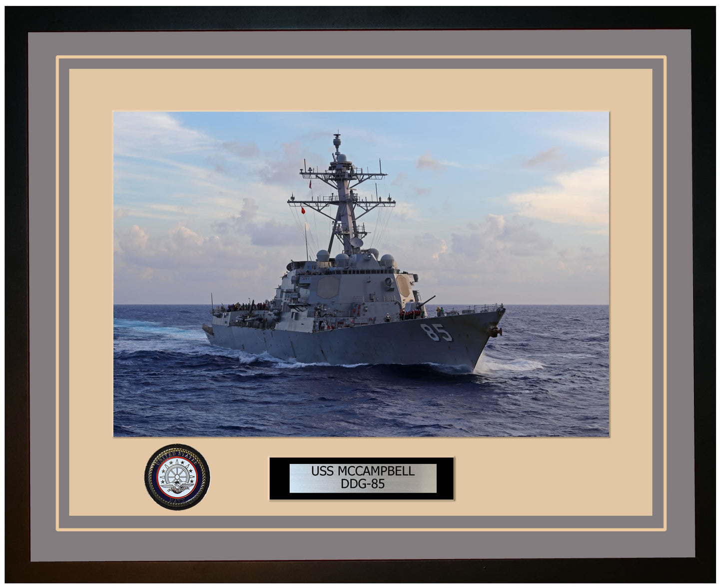 USS MCCAMPBELL DDG-85 Framed Navy Ship Photo Grey
